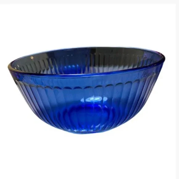 Pyrex Fluted Glass Nesting Mixing Bowls in Cobalt Vintage EUC Like New - Picture 5 of 11
